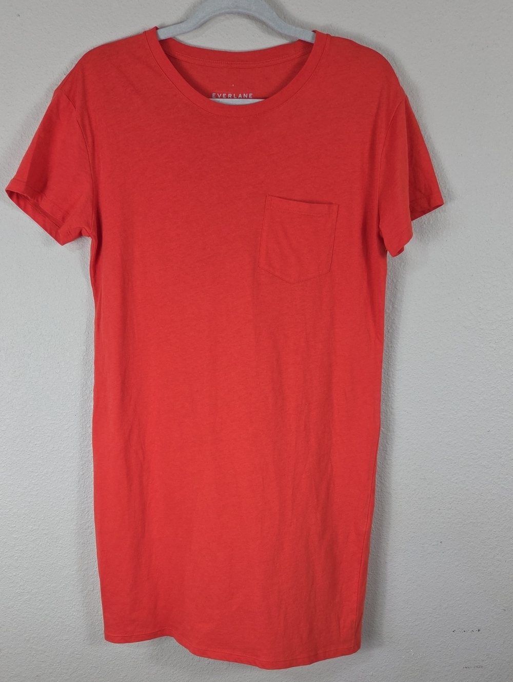 Everlane Crewneck Short Sleeve Cotton Tee Shirt Tshirt Dress Coral size Small